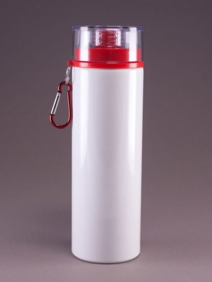 Botella de deporte blanca, tapa roja,artículos promocionales