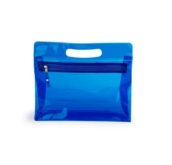 Cosmetiquera de plastico traslucido con zipper y agarradero