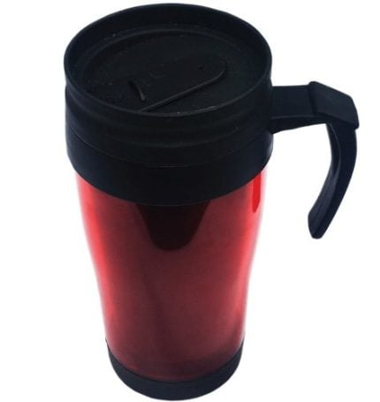 Vaso termico acrilico doble insulacion, tapa y agarradero negro, vaso ,metalizado