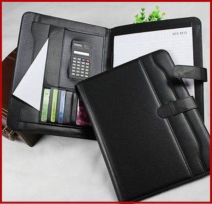 Padfolio de cuerina con bolsillo porta papel