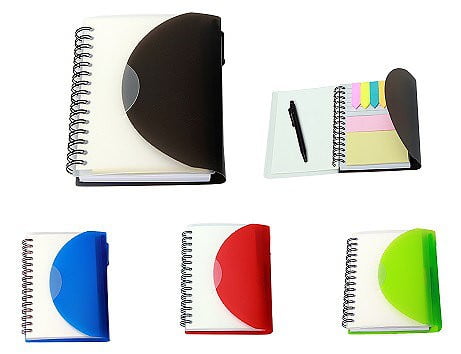 2200.jpg Libreta con caratula traslucida curva, pluma interna y post it - Imagen 1